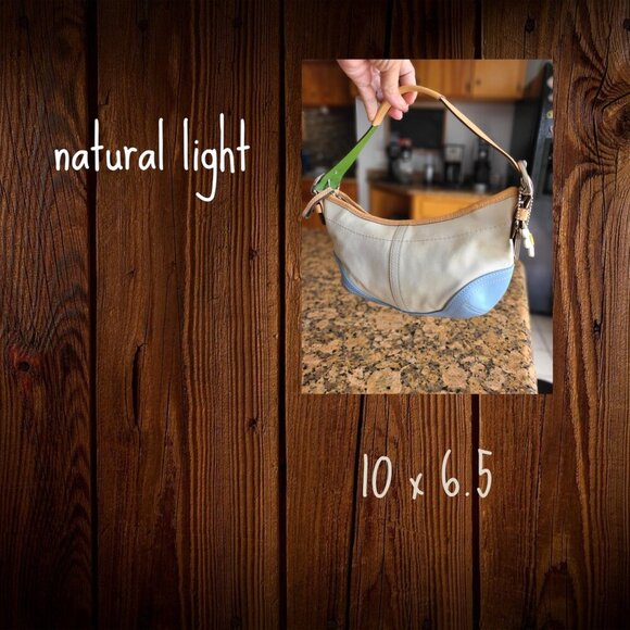 Vintage COACH Small Hobo Twill Bag Daisy vachetta Leather - Picture 10 of 11